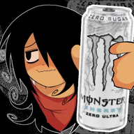 artist:H8tecel black_hair drink energy_drink english_text hair_down looking_away maya meta:general_fanart monster_energy_drink offer pov sleeveless_undershirt smile tanktop text white_monster white_monster_energy_drink wifebeater // 512x512 // 263KB