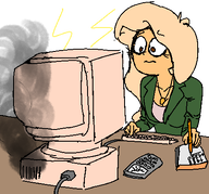 artist:bob calculator coco computer concerned confused fire_hazard keyboard meta:rijkskunst smoke taking_notes taxes transparent_background // 446x415 // 58KB
