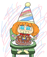 artist:oekakigod award birthday blue_eyes cake crying hat holding_object meta:rijkskunst mymy niggerwiggle variant:agugu // 1000x1200 // 451KB