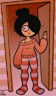 1girl maya meta:general_fanart open_mouth striped_socks sweater // 1474x2508 // 410KB