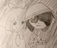 blue_eyes bow green_eyes maya meta:general_fanart mymy soldier thousand_yard_stare tie unknown_artist variant:peeb // 3345x2857 // 531KB