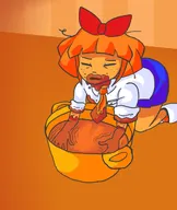 artist:yaboyaj bow freckles mess meta:general_fanart mymy niggerwiggle orange_hair pot skirt stroopwafelsap tie // 1079x1280 // 105KB