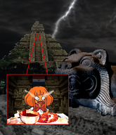 aztec blood dark lightning mymy statue weird // 480x560 // 341KB