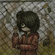 artist:mitchelf fence maya meta:general_fanart outside pointing skull teeth tire // 2500x2500 // 6.2MB