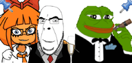 2soyjaks animated beer blue_eyes cigar clothes ext=gif friendship frog glass glasses green_skin hand happy holding_object looking_at_you mymy necktie no_more_brother_wars ongezellig orange_skin pepe smile smoking soyjak sticky stubble suit tuxedo variant:cobson variant:feraljak // 700x334 // 1.9MB
