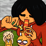 black_hair blonde_hair blue_eyes bong cloud coco drugs grass hoodie lighter maya meta:rijkskunst mymy smoking // 638x638 // 481KB