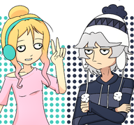 beanie beanie_with_earflaps blonde_hair blue_eyes green_eyes grey_hair hair_bun hat headphones hoodie meta:general_fanart parody sleeveless_undershirt stan tanktop undershirt unknown_artist wifebeater yfke // 2043x1891 // 1.4MB