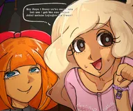 artist:mrcarhyla blonde_hair blue_eyes brown_eyes coco english labubu meta:general_fanart mymy orange_hair text // 1864x1564 // 344KB