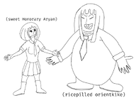 big_chungus black_and_white drawing looking_at_each_other meta:general_fanart mimi mymy mymy's_sister smiling text // 1378x989 // 301KB