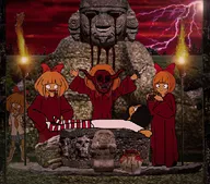 artist:djpoonslayer blood cult dagger edit heart knife lightning maya mayan meta:general_fanart mymy niggerwiggle ritual sacrifice torch // 867x763 // 167KB