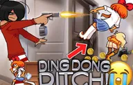 arrow artist:felix black_hair blonde_hair bow clickbait coco crying_emoji ding_dong_ditch door edit edited english_text gun hallway maya meme meta:general_fanart mymy orange_hair Photo_as_background prank scooter skirt star_coin_(super_mario) text tie trash_can youtube_thumbnail // 735x472 // 66KB
