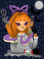 artist:chantiegirl bat_(animal) drawing ghost gore halloween meta:general_fanart mymy snake // 1536x2048 // 2.7MB
