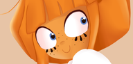 :) artist:gussywussy blue_eyes freckles meta:general_fanart mymy orange_hair single_color_background single_colour_background // 396x189 // 55KB