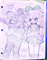 backpack bow drool drooling english_text hoodie maya meta:general_fanart mymy notebook pencil_(medium) shadow skirt text unknown_artist // 2250x2874 // 11MB