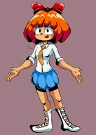 artist:castoratomico boot boots bow meta:general_fanart mymy orange_hair single_color_background single_colour_background skirt tie // 2000x2800 // 1.0MB