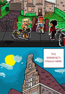 backpack bike bwcgegre coco comic fisheye_(drawfag) maya meta:rijkskunst mymy squirreljak text // 1387x2012 // 520KB