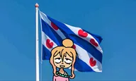 blonde_hair flag flag_pole friesland_flag frisian_flag meta:general_fanart partially_dyed_hair undershirt unknown_artist wifebeater yfke // 800x479 // 151KB