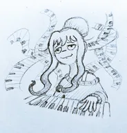 artist:midkyk derp_eyes high keyboard meta:general_fanart no_color playing_instrument sketch yfke // 983x1024 // 241KB