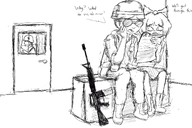 bow door english_text glasses gun meta:general_fanart mymy question question_mark sun_glasses text unknown_artist // 1500x1000 // 835KB