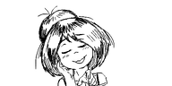 artist:oekakigod blushing closed_eyes happy maya meta:rijkskunst no_color oekaki // 500x250 // 32KB