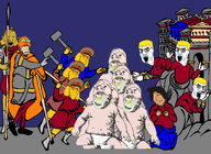 angeleno armor baby banhammer beard cap castle city classical_art_parody clothes diaper fibula FNWO froot froot_(user) full_body glasses great_purge hammer hat herod holding_hammer holding_object holding_spear jannies janny king_herod massacre massacre_of_the_innocents maya mourning murder nate ongezellig pacifier soot_colors soyjak spear variant:bernd variant:chudjak variant:gapejak variant:kuzjak wall // 1227x895 // 742KB