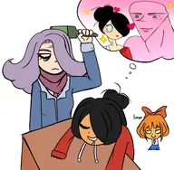 anime bottle desk maya meta:general_fanart mymy senpai sleeping unknown_artist vera // 3119x3047 // 1.3MB