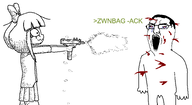 arm blood bloodshot_eyes bow bullet closed_mouth eyelashes firearm glasses greentext gun gunshot hair holding_gun holding_object holding_pistol meta:rijkskunst milktag_(proper) murder mymy nose ongezellig open_mouth pistol sketch skirt smile tec-9 tiny_penis variant:chudjak wholesome // 1592x871 // 35KB