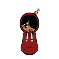 :3 birthday_cake birthday_hat cake eating green_eyes hair_covering_eye hair_over_eye hair_over_eye_(maya) hat hoodie_strings maya meta:general_fanart peeb_in_hoodie unknown_artist variant:peeb // 1040x1050 // 135KB