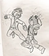 artist:midkyk fighting kiki meta:general_fanart mymy no_color pirate sketch voc // 891x1024 // 208KB