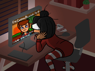 artist:bigzig big_eyes computer drawing drooling man maya meta:general_fanart milktag_(proper) sitting // 2880x2160 // 2.1MB