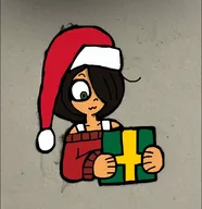christmas drawing happy looking_down maya meta:general_fanart present santa_hat sketch smiling // 1179x1219 // 871KB